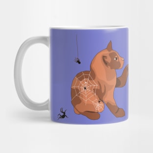 Curious Cat Playing with Spiders Mug